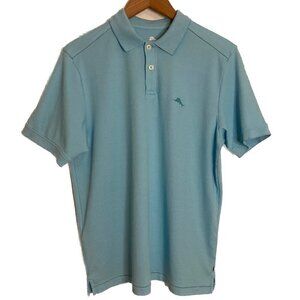 Tommy Bahama Aqua Blue Cotton Blend Polo Size Small